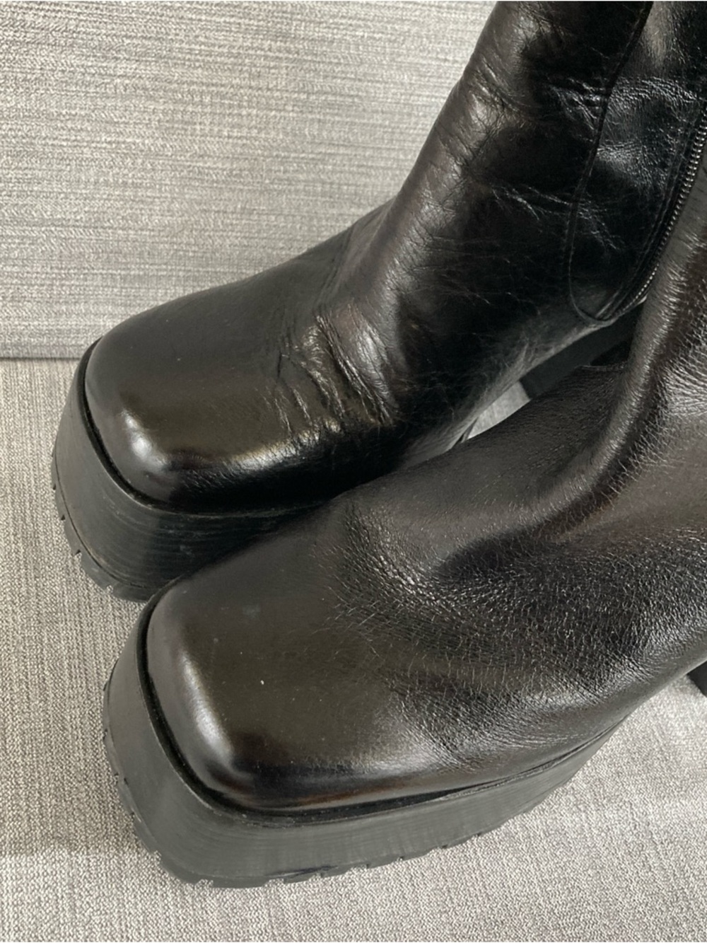 Classic Black Knee-High Platform Boots - Picture 5 of 8